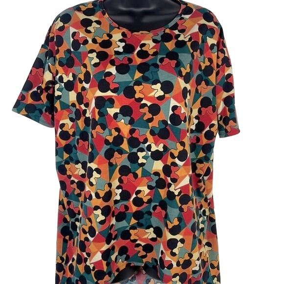 LuLaRoe Disney Mickey Mouse Irma NWT Beautiful Orange Greens/Teal Red Black XS - Picture 1 of 16